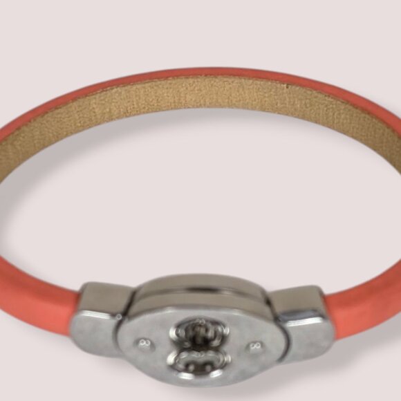 Fossil Orange Leather Steel Lock Bracelet - Picture 5 of 6